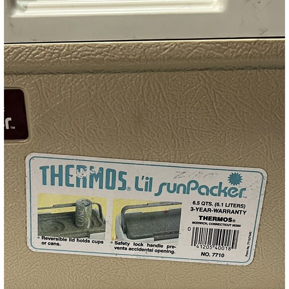 Vintage Thermos L'il SunPacker 6.5 Qt Burgundy Beach Pool Cooler Lock Lid USA - Picture 2 of 10